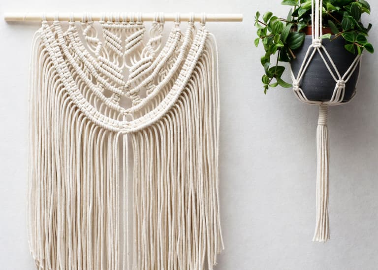 suspension macrame diy accroche pot fleurs suspendu corde deco murale