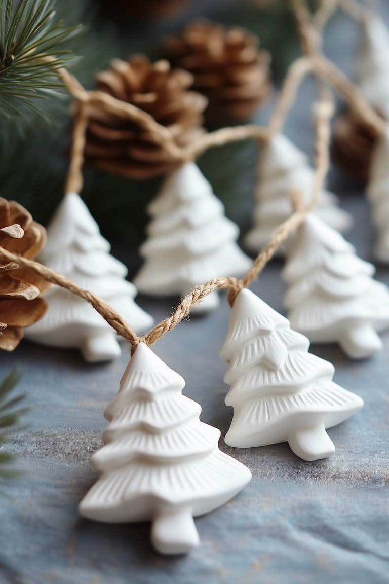 guirlande argile blanche pâte à sel sapin