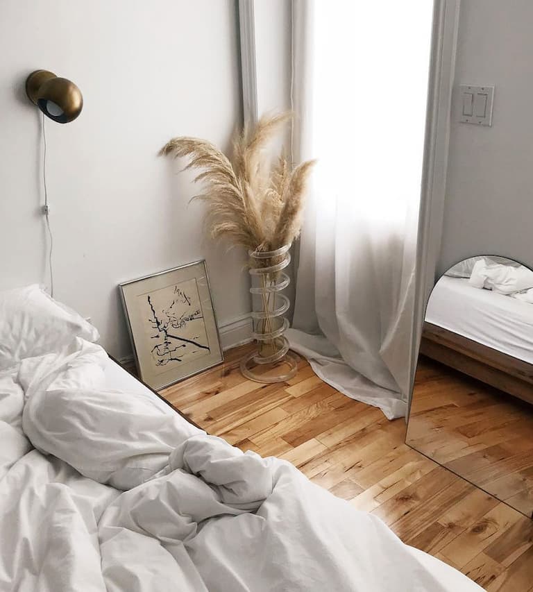 l'herbe de la pampa bouquet chambre parquet - blog déco - clem around the corner