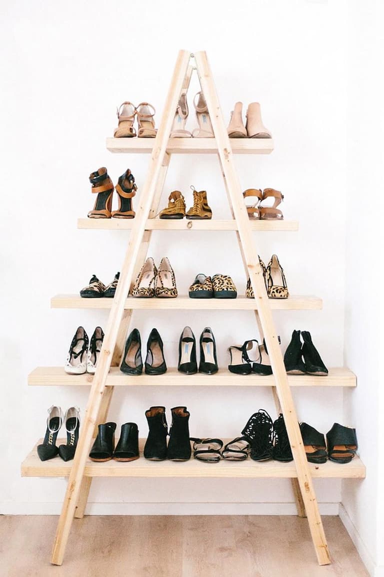 astuces pour ranger les chaussures échelle étagère blog déco clem around the corner