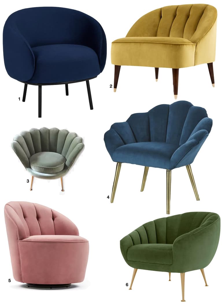 canapé coquillage fauteuil shell coquille art déco velours - blog décoration - clem around the corner