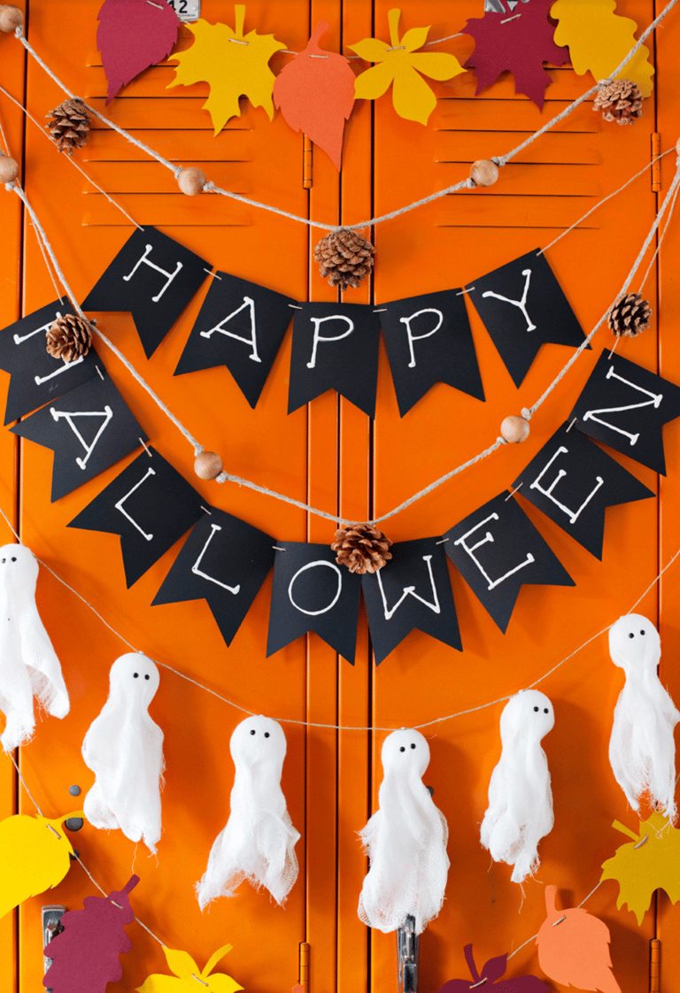 déco diy halloween facile guirlande fantôme feuilles automne - blog déco - clem around the corner