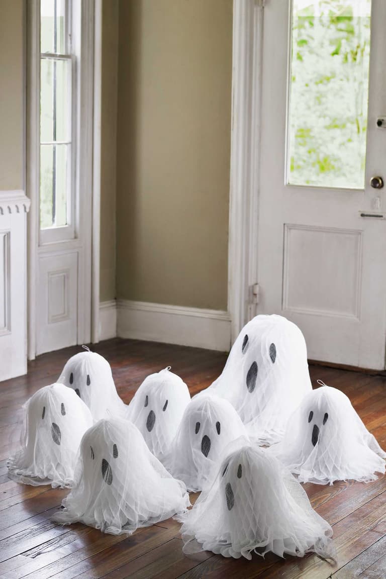 déco diy halloween facile fantôme papier tule idée - blog déco - clem around the corner