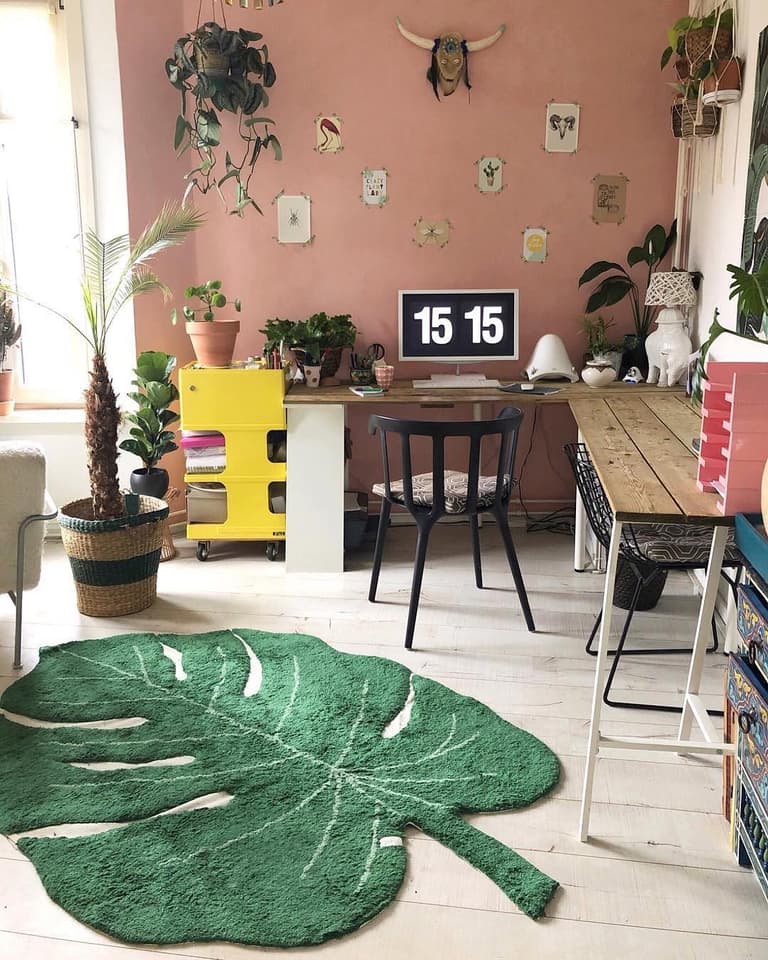 tapis lavable en machine lorena canals feuille coin bureau - blog déco - clem around the corner