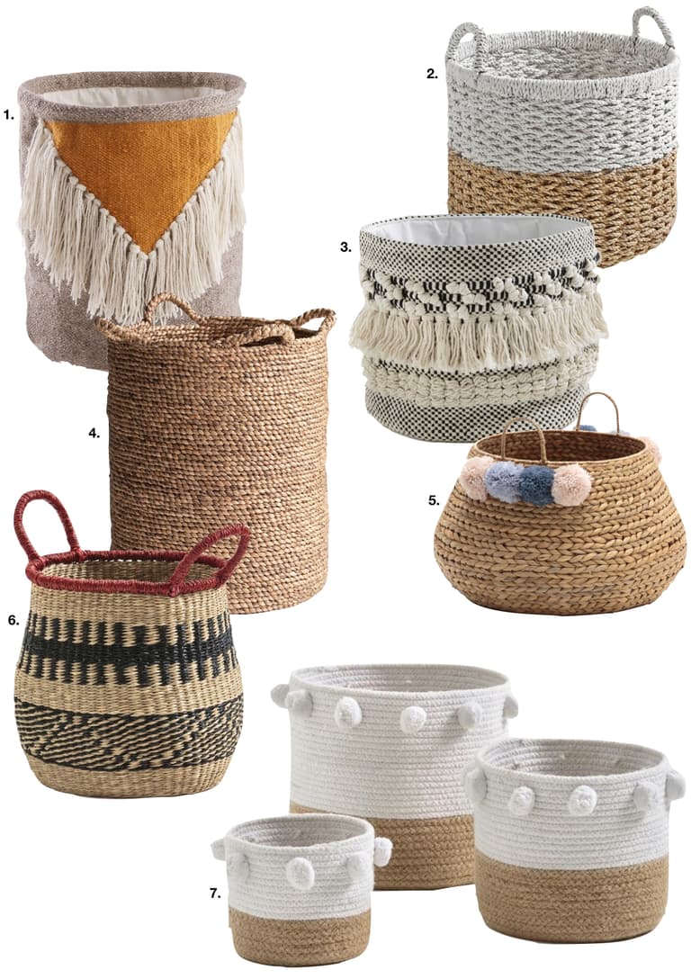 panier rangement osier bicolore blanc marron rouge noir aztèque - blog déco - clem around the corner