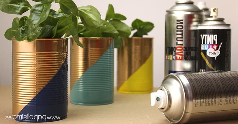 cache pot diy conserve boite tuto bombe spray peinture plante forme géométrique - blog déco - clem around the corner