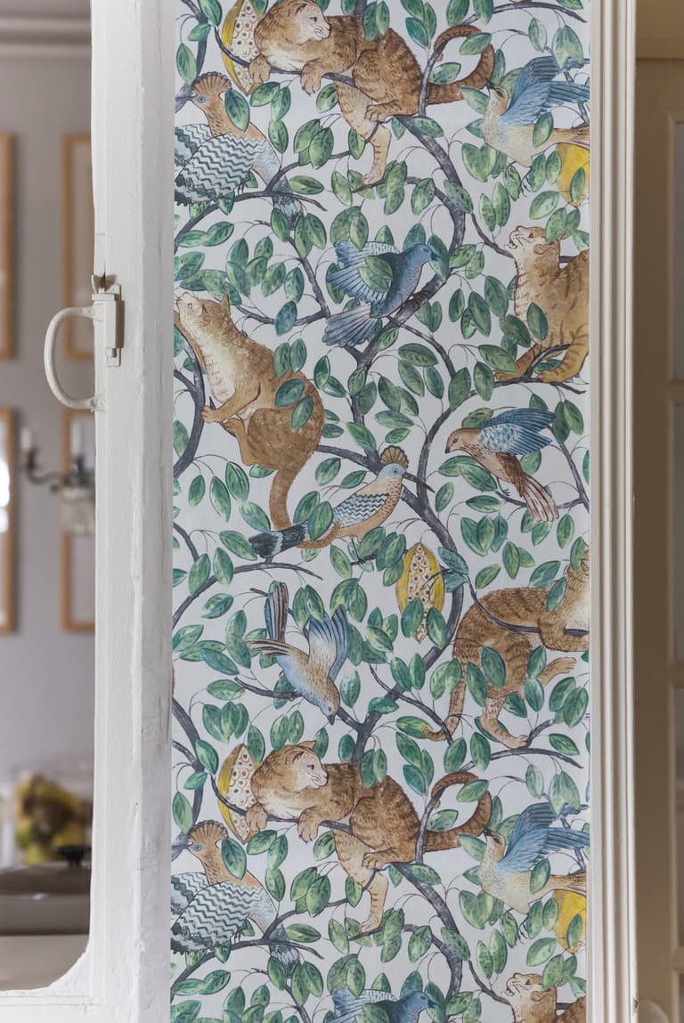 shauna dennison papier peint chat oiseau floral - blog déco - clem around the corner
