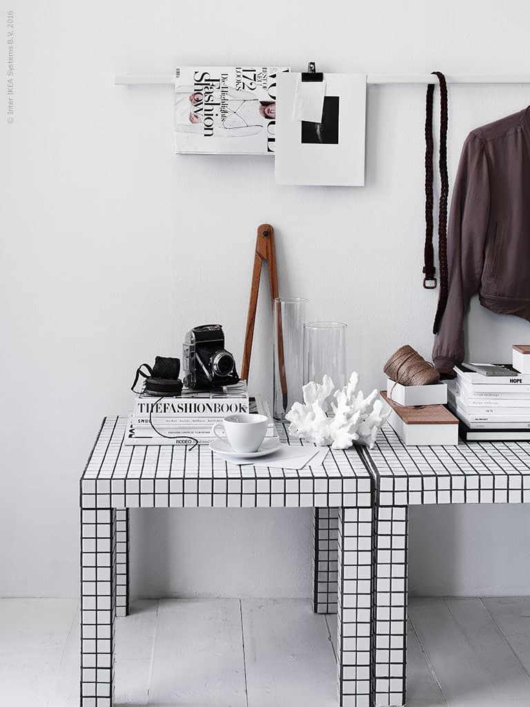 lack ikea hack mosaïque blanc et noir décoration minimaliste - blog déco - clem around the corner