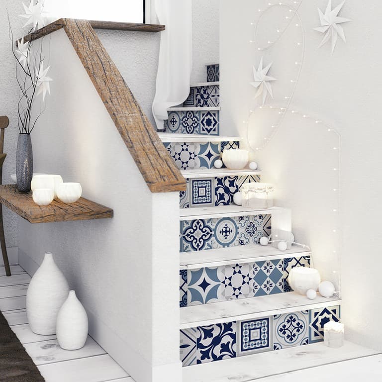 stickers effet carrelage carreaux de ciment bleu gris