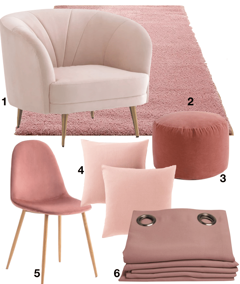 déco rose canapé rideaux pouf chaise coussin on adopte la déco féministe dans son intérieur blog déco clemaroundthecorner