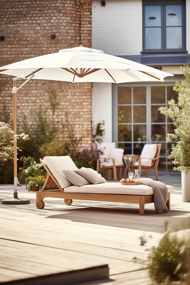 voile d'ombrage sur pied  déporté terrasse bois
