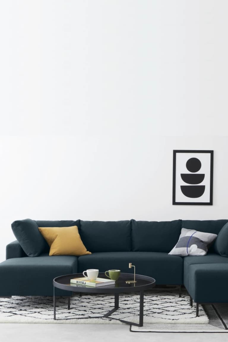 made méridienne tissu bleu salon tendance - blog déco - clematc