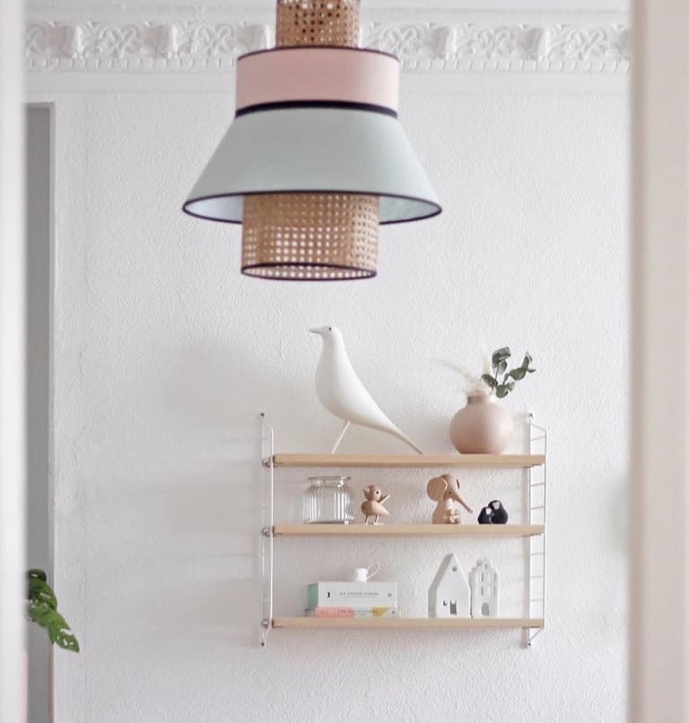 suspension rotin étagère bois métal blanc oiseau eames - clemaroundthecorner