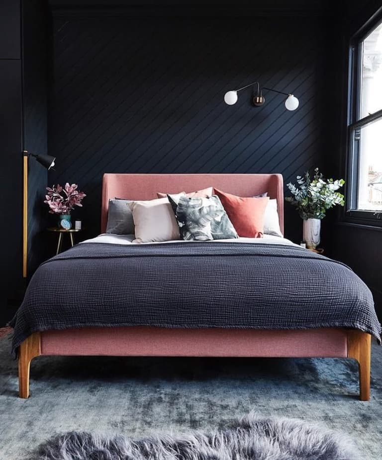 chambre mur noir décoration moderne - blog déco - clem around the corner