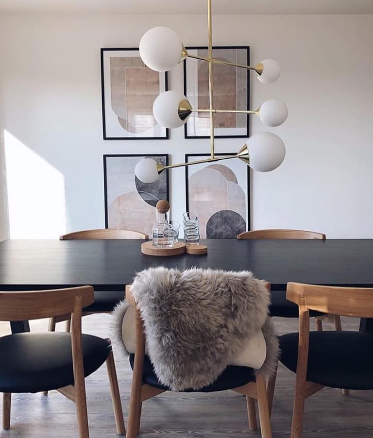 salle à manger suspension laiton boule scandinave art déco