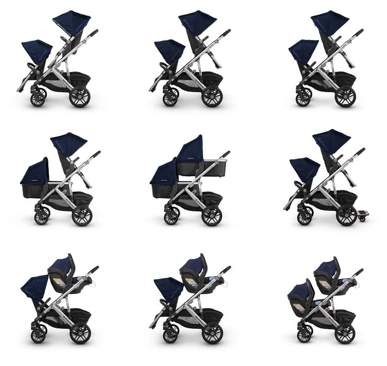Uppababy marque poussette kim Kardashian double mode bebe naissance landeau