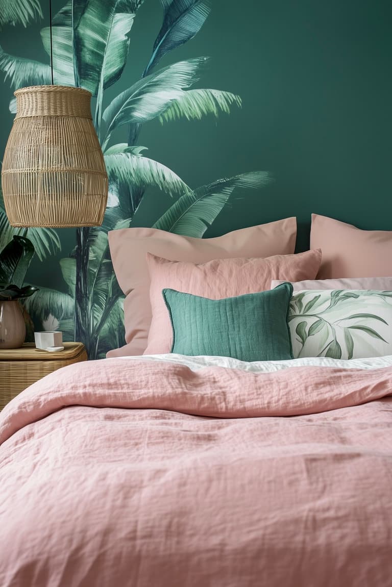chambre thème tropical romantique papier peint
