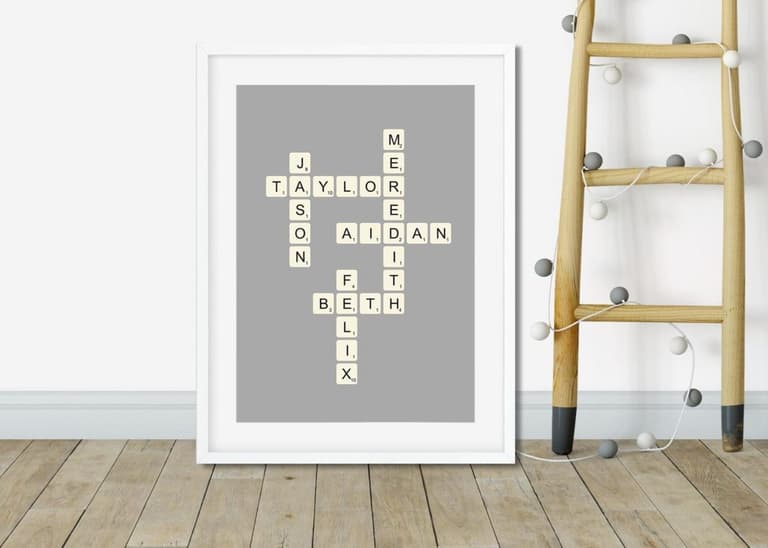 affiche scrabble prénom famille cadeau de Noël personnalisé commun original pas cher - blog déco - clem around the corner