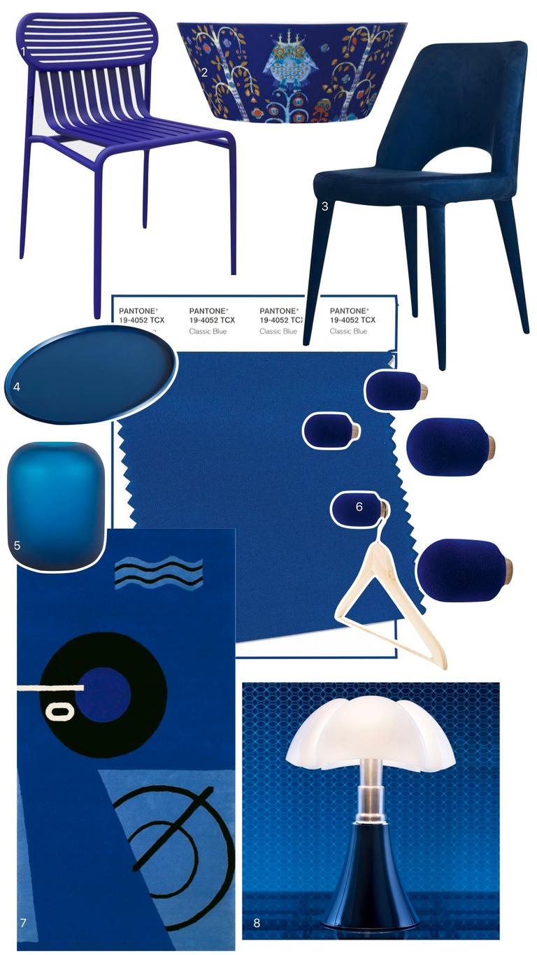 la couleur bleue dans la déco chaise velours lampe - blog clem around the corner