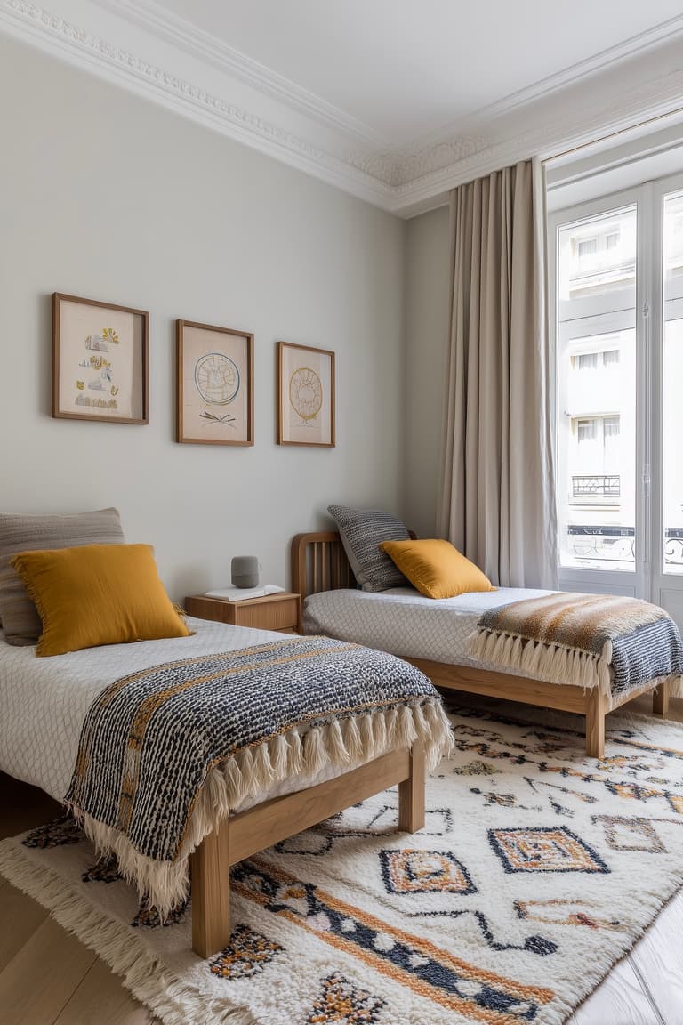 aménagement chambre deux enfants fille garçon chic