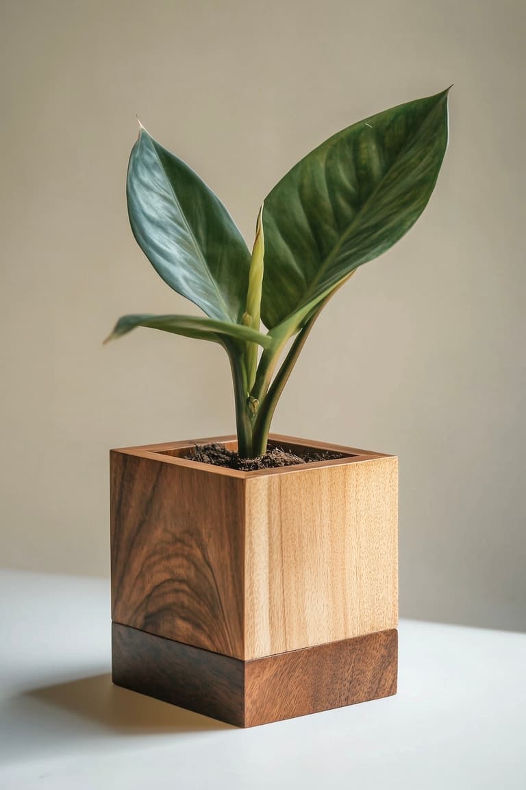 chutes bois pot fleur tendance chic noyer