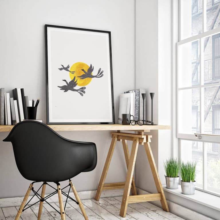 chaise plastique Charles et Ray Eames coin bureau atelier architecte bois tréteaux chaise coque plastique noire maison