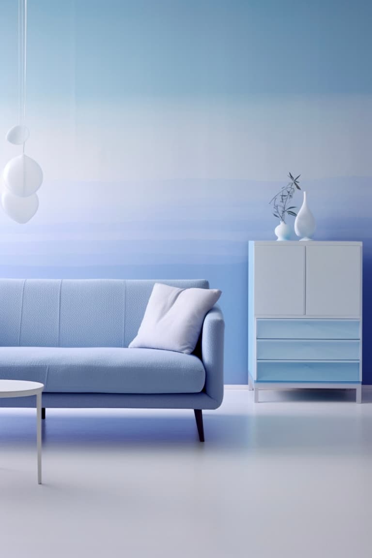 tendance déco colorée bleue salon tie and dye