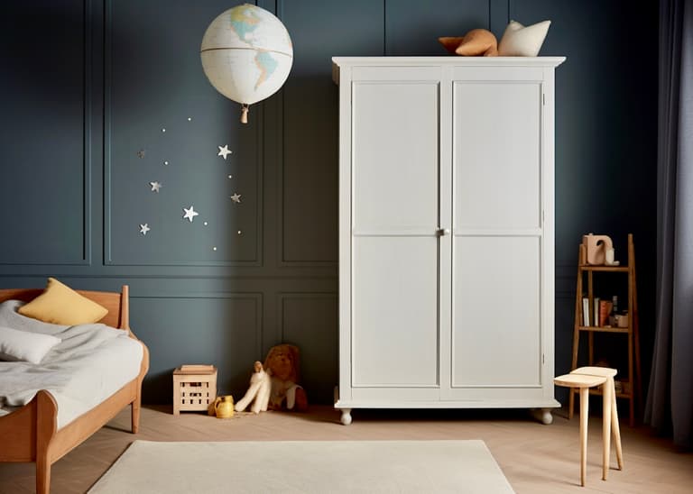 armoire parisienne bois massif blanche chambre style rétro chic