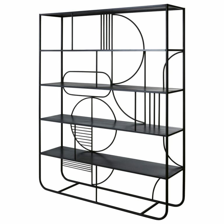 meuble métal noir graphique contemporain rangement livre salon suite parentale déco intérieure