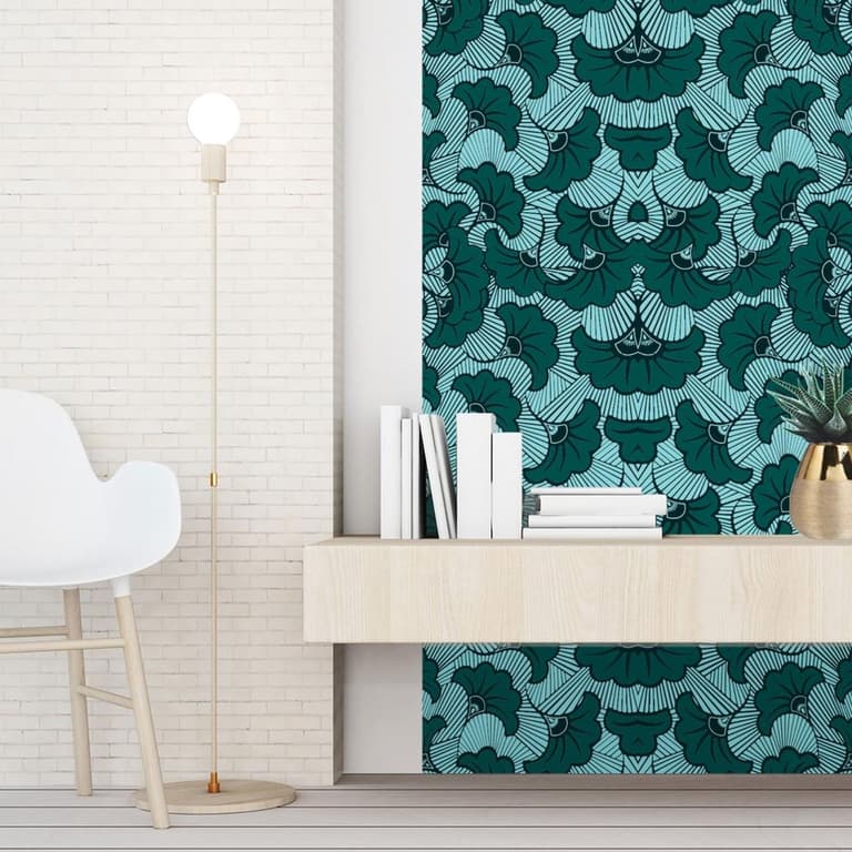 papier peint wax coloré bureau - blog déco - clemaroundthecorner