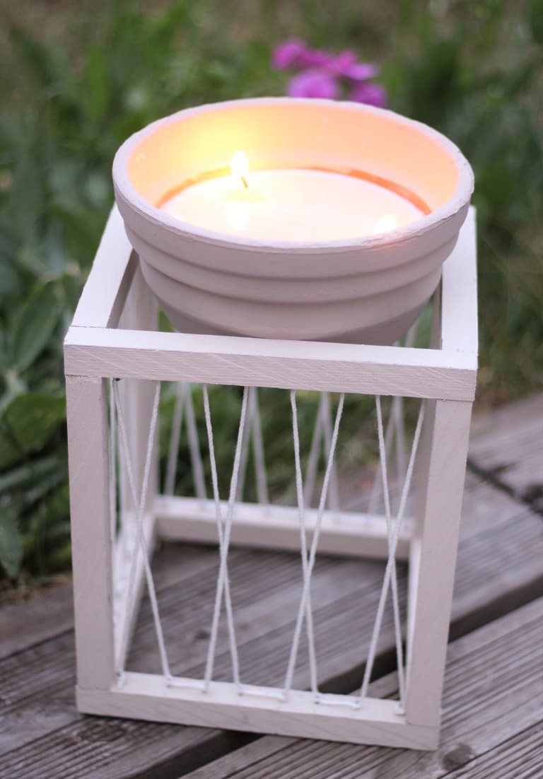 fabriquer un support extérieur pour plante bougie parfumée anti-moustique