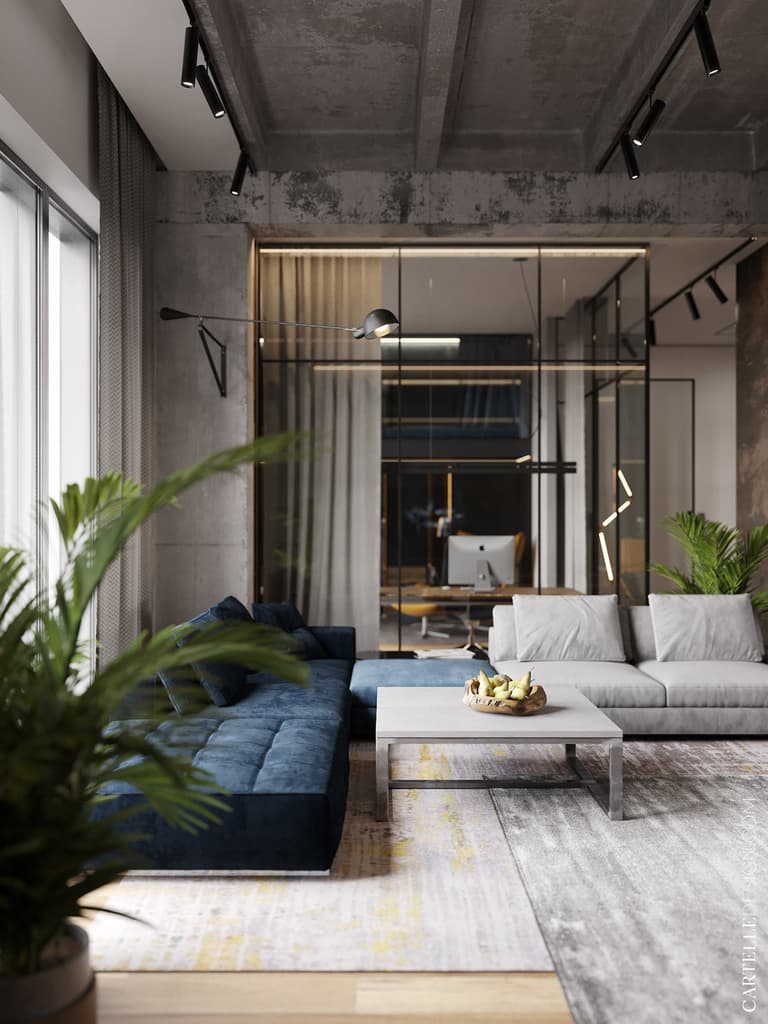 loft à Moscou verrière béton acier - blog décoration - clem around the corner