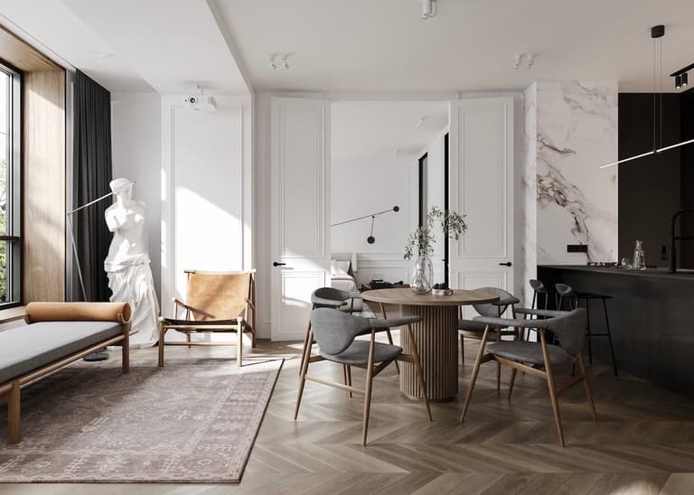 appartement noir blanc bois décoration intérieure style parisien - blog clem around the corner