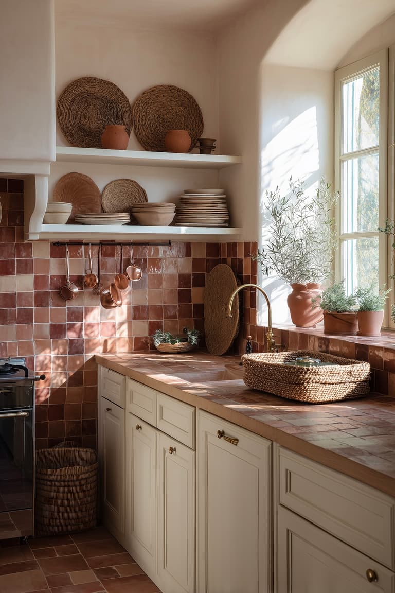 cuisine zellige terracotta ocre campagne chic