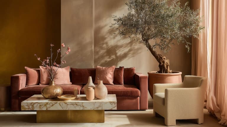 ocre nude camaieu - blog déco séjour