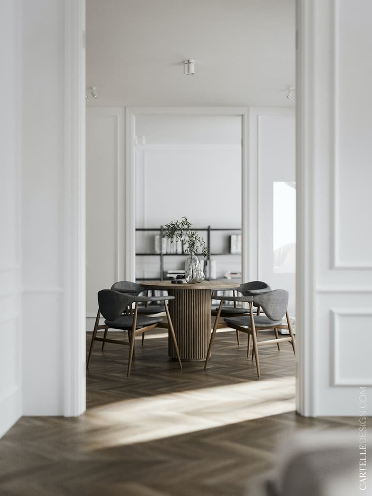 salle à manger table ronde 4 personnes style scandinave rétro design