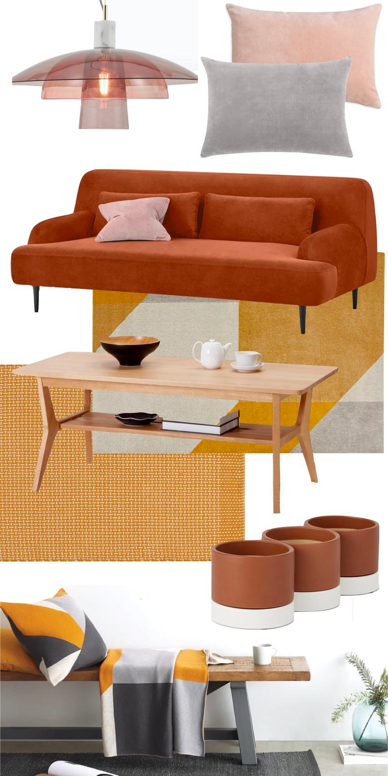 tendance déco 2021 couleur ocre salon design - blog décoratrice d'intérieur - clem around the corner