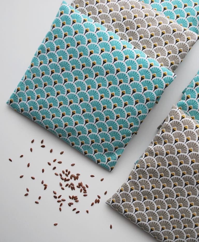pochette chauffante micro ondes graines de lin motif art déco