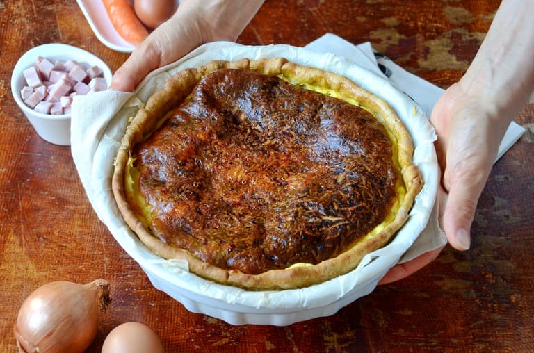recette quiche lorraine équilibrée carotte muscade curcuma