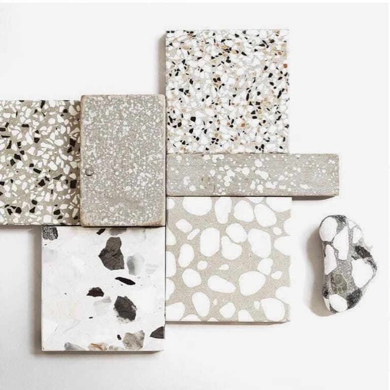 terrazzo fragment carreaux noir blanc gris