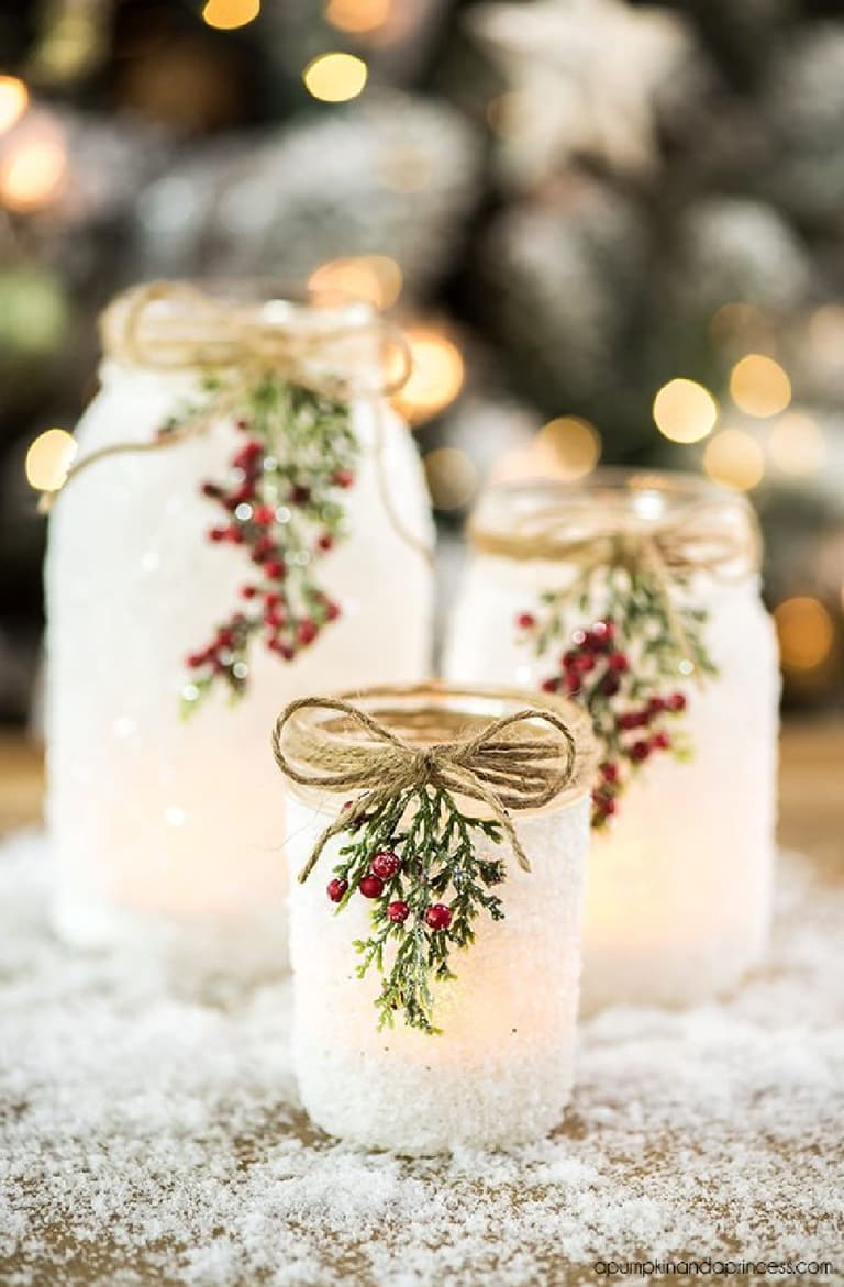 photophore effet neige deco hiver bougie ficelle fibres naturelles blog deco
