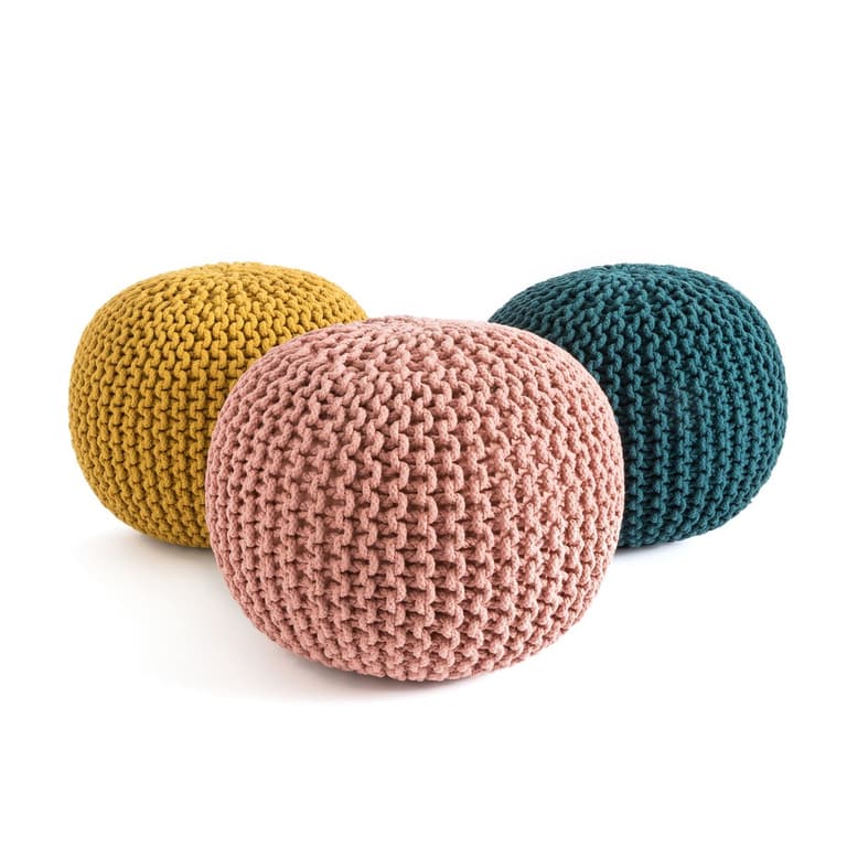 pouf tressé tricot jaune occasion pas cher seconde main déco meuble