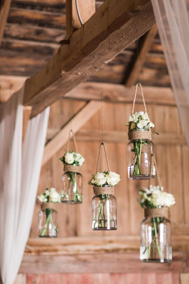 suspension bocaux verre déco de mariage à garder chez soi vintage champêtre