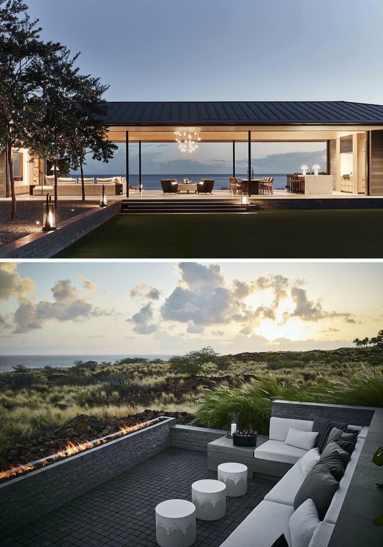 maison toit terrasse Hawaï pierre de lave