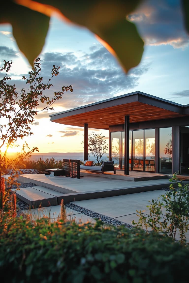 maison moderne villa terrasse bois baie vitrée