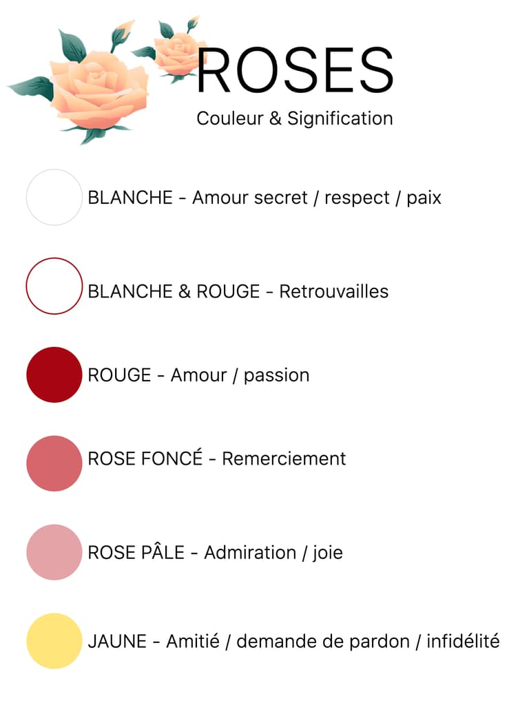 bouquet rose couleur signification jaune rouge blanche bicolore