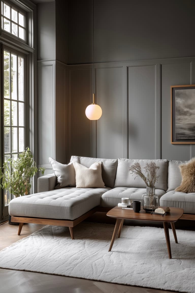 canapé lit en L gris années 50 danois bois