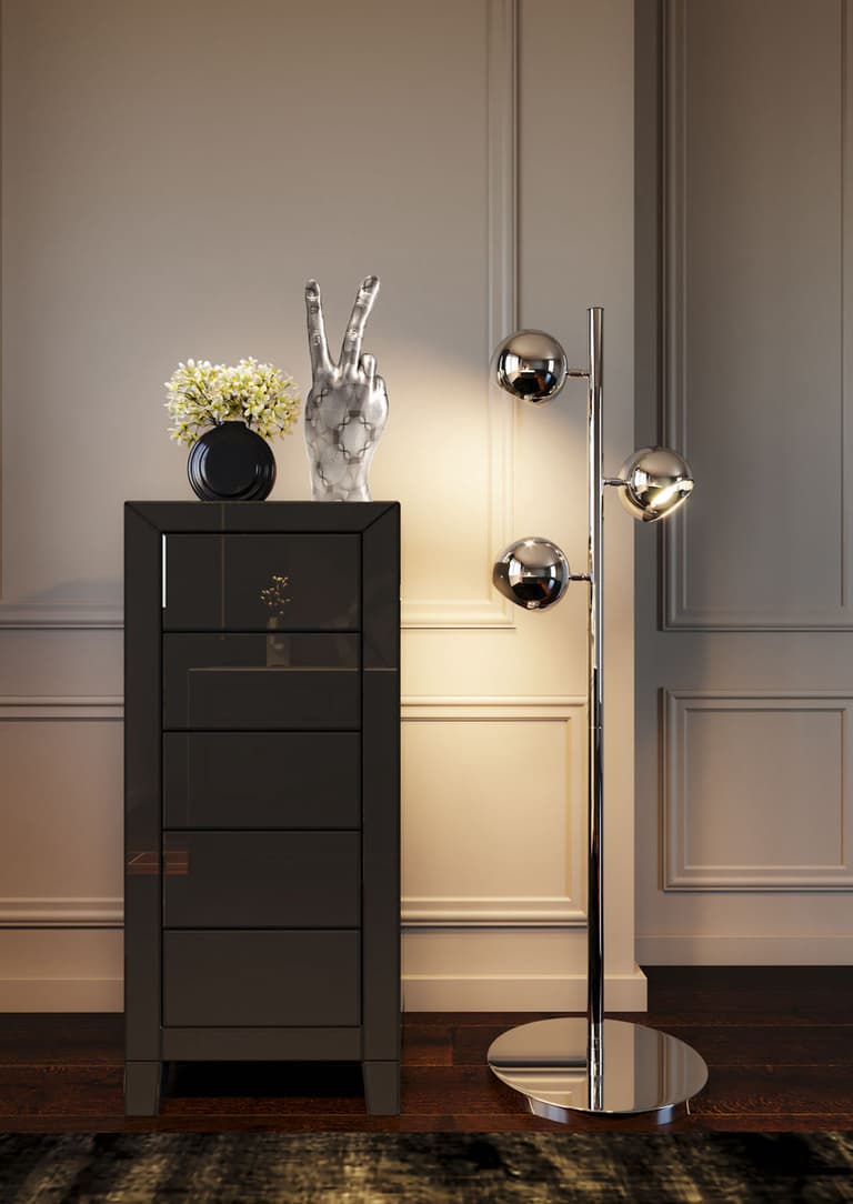 deco intérieure sculpture main argenté salon design contemporain lampadaire argenté