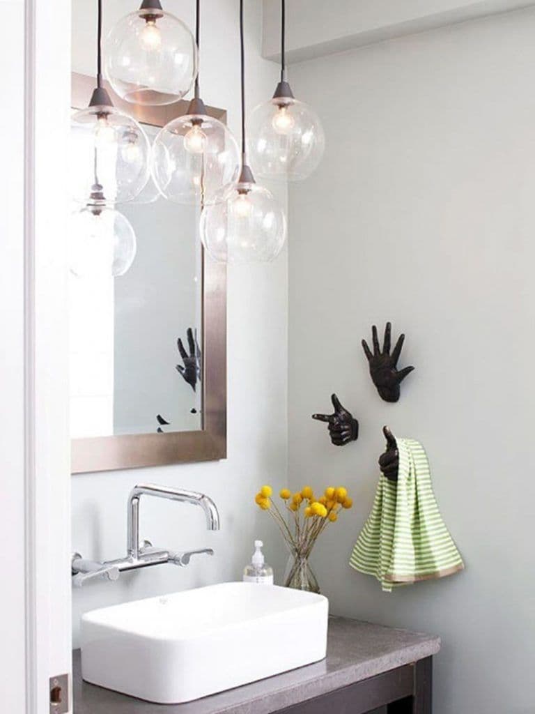 deco murale porte serviette main noire salle de bain suspension laiton