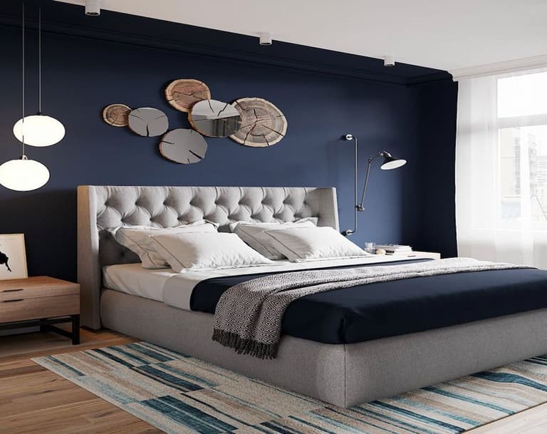 Chambre déco chic couleur bleu ardoise